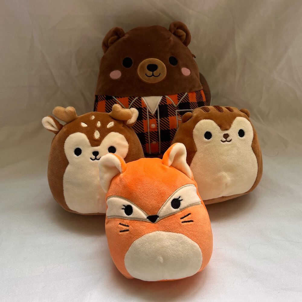 NWT Squishmallow Forest Animal Collection: Bear, Deer, Squirrel, and Fox